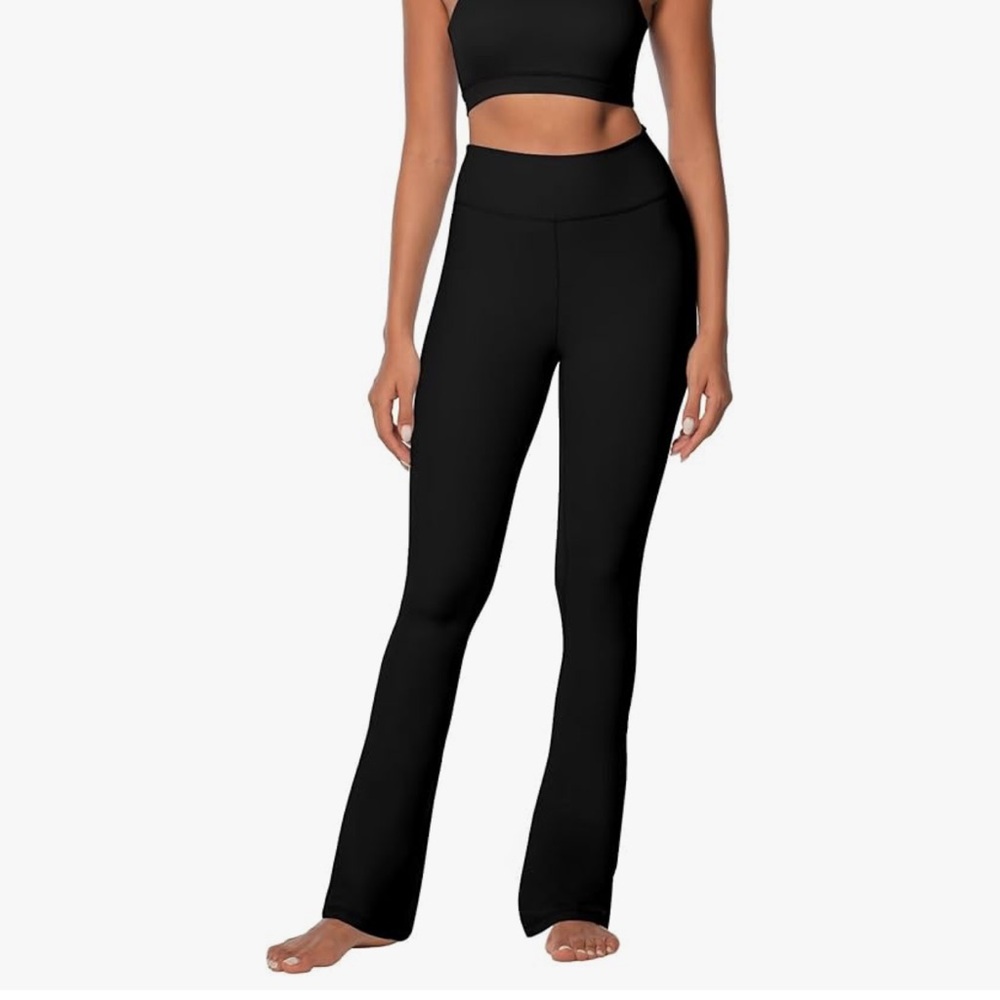 NEW Women's Black High-Waisted Mini Flare Yoga Pant Leggings Size XS